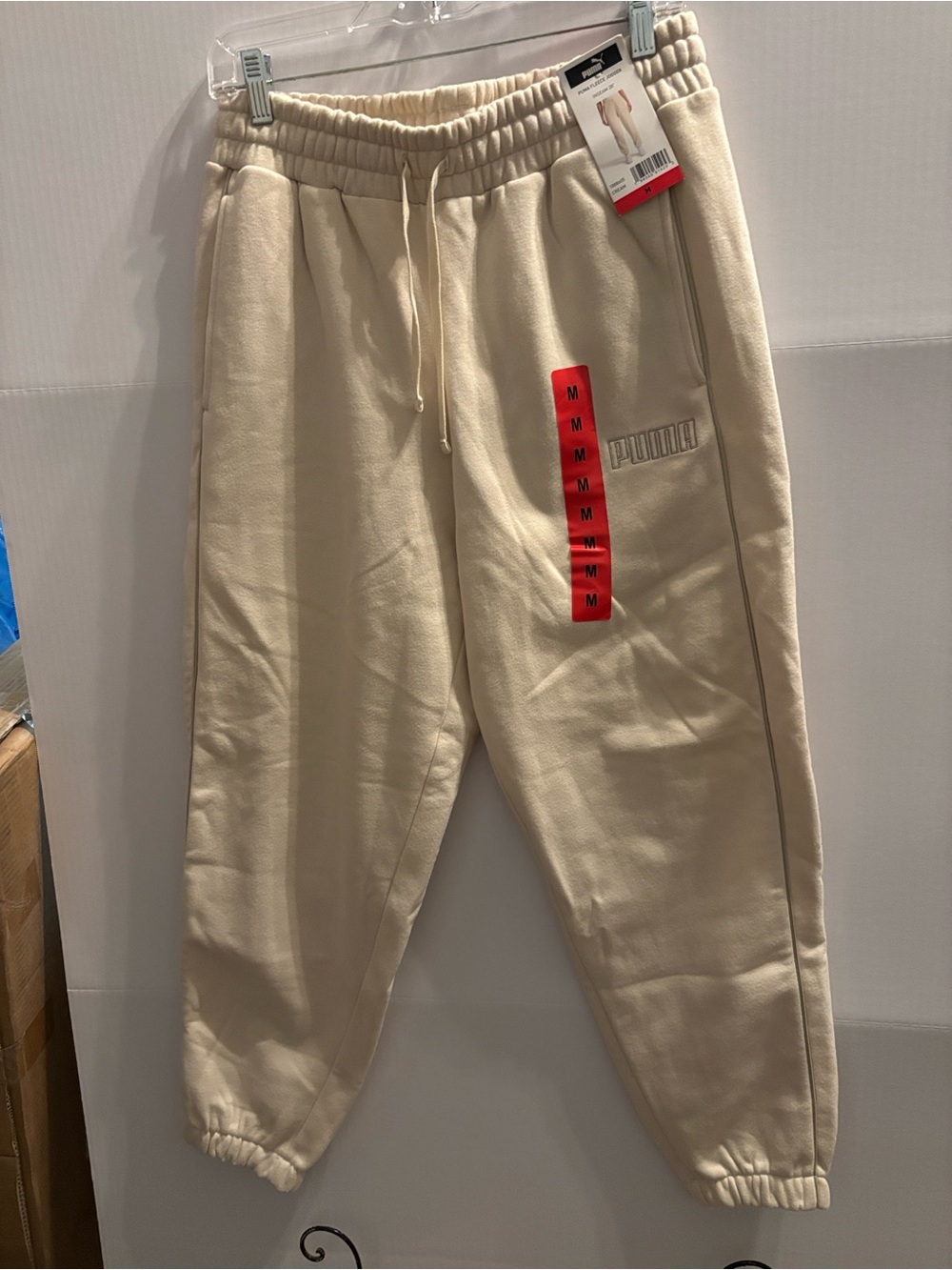 Puma Cream woman’s Jogger new size M Sweatpants with Contrast Branding
